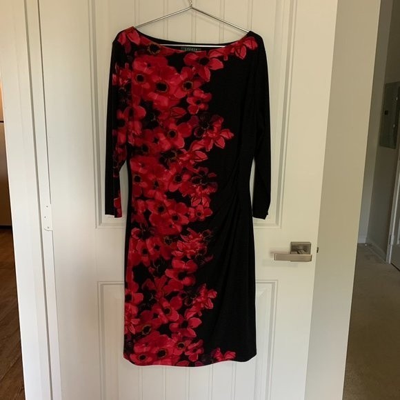 Lauren Ralph Lauren Dresses & Skirts - Lauren Ralph Lauren Black and Red Floral Midi Dress